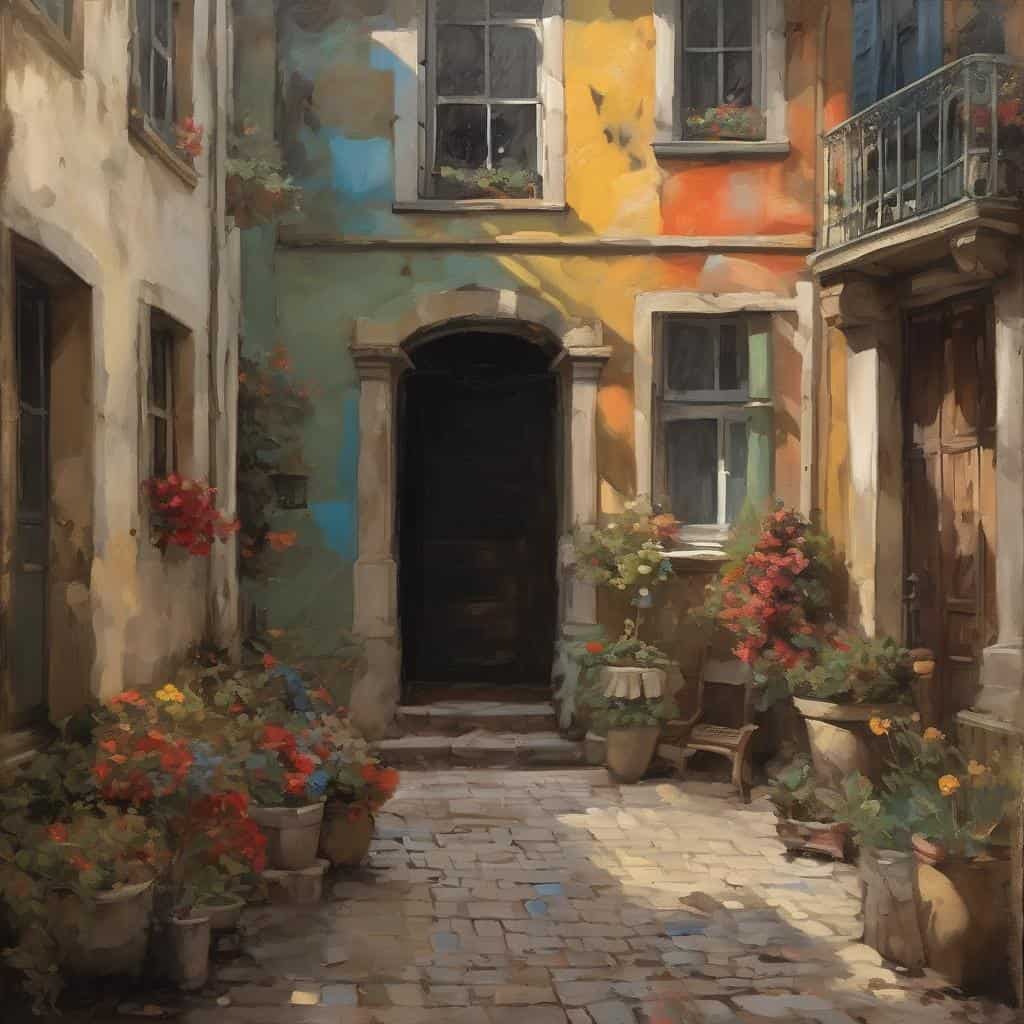 Παραδοσιακή πολυκατοικία, τέχνη, σύγχρονη σκηνή, καλλιτέχνες, επιδραστικές, μπορώ σε, τυπική, αρχιτεκτονική, ζωγραφική, πόλη, πολιτισμός, τέχνη-πολιτισμός, εικόνα τέχνης.