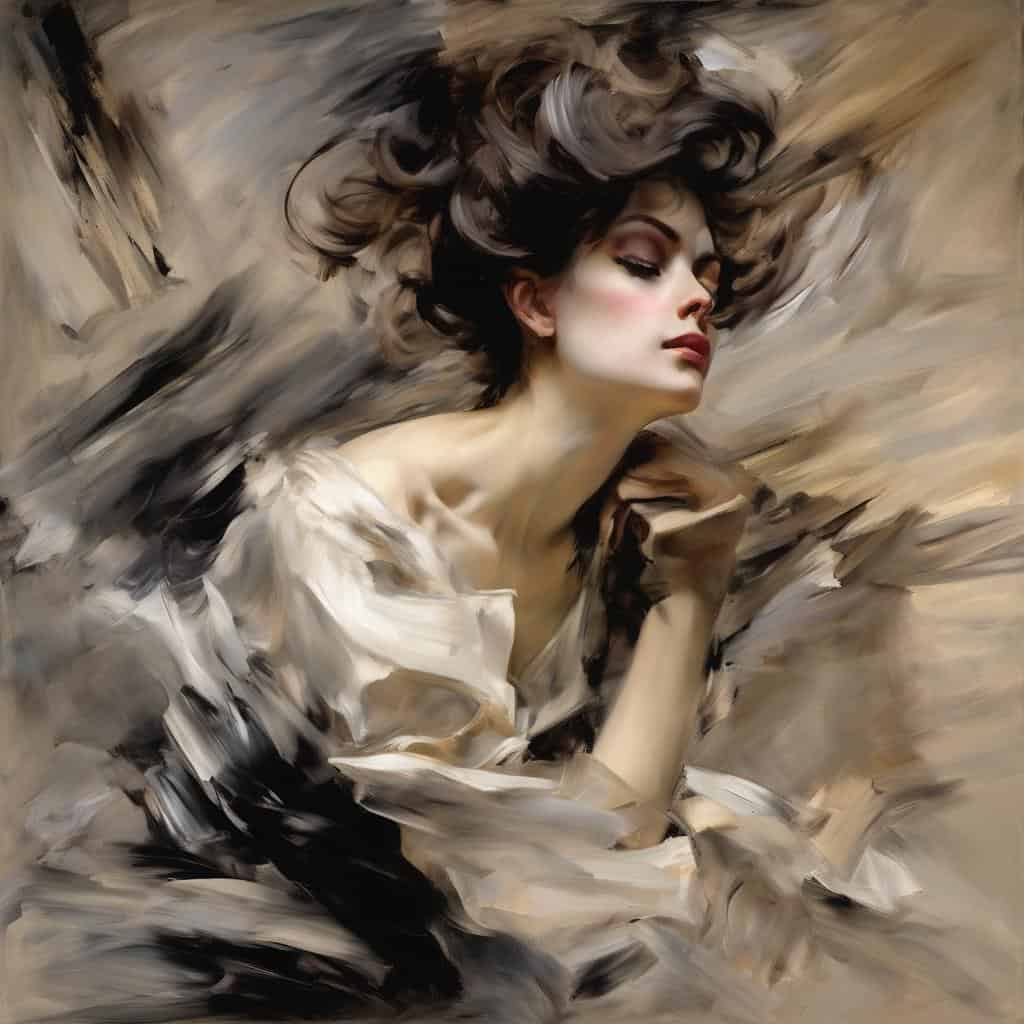 Μεταβαλλόμενο στυλ ζωγραφικής, πορτρέτο γυναίκας με μεταλιζέ μαλλιά, σύγχρονη τέχνη, καλλιτέχνες που επηρέασαν τη σύγχρονη σκηνή, τέχνη σε καμβά.